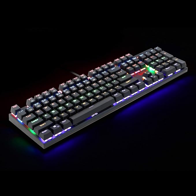 Redragon K565R RUDRA RGB Wired Mechanical Gaming Keyboard – 104 Keys Full Size, Rainbow LED – Black