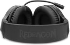 Redragon H260 HYLAS RGB Wired Gaming Headset – Rainbow RGB Ring, Leather Ear Cups, Flexible Gooseneck Mic, On-Cup Volume Slider, 3.5mm + USB – Black / White