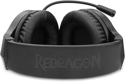 Redragon H260 HYLAS RGB Wired Gaming Headset – Rainbow RGB Ring, Leather Ear Cups, Flexible Gooseneck Mic, On-Cup Volume Slider, 3.5mm + USB – Black / White