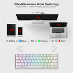 Redragon K530 Pro Draconic 60% RGB 3-Mode Wireless Mechanical Gaming Keyboard – 61 Keys, Hot-Swappable, Blue Switch – White