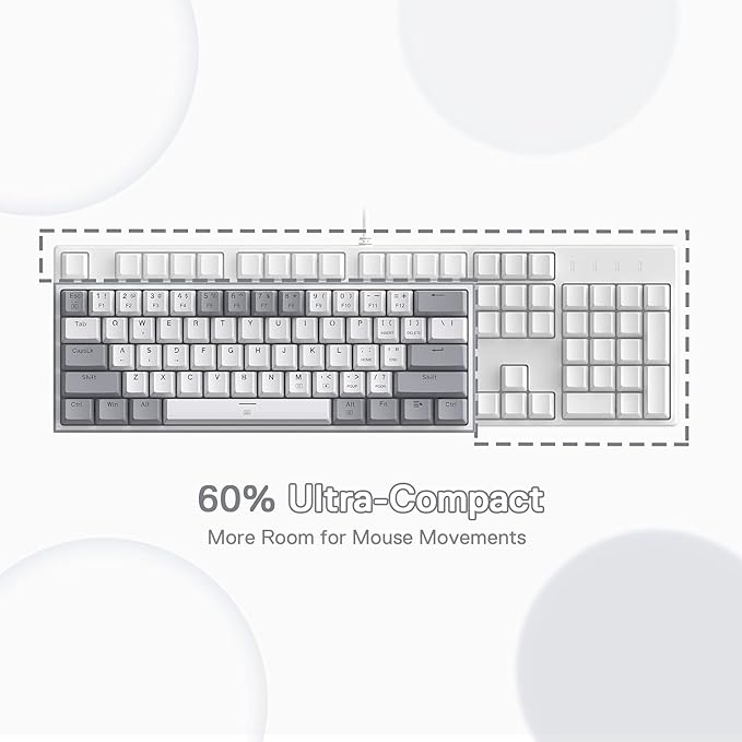 Redragon K617 FIZZ RGB Wired Mechanical Gaming Keyboard – 61 Keys 60% Layout, Red Switch, 16.8M RGB, Detachable USB-C, 430g Ultra-Light
