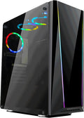 Redragon GC-702 RGB Gaming PC Case – Mid-Tower, Triple Tempered Glass (Front/Left/Right), Dual RGB Strip, 5 Double-Ring RGB Fans, Motherboard RGB SYNC, ATX/mATX, USB 3.0 – Black