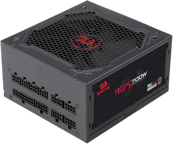 Redragon GS-PS005 RGPS 700W Full Modular Gaming Power Supply – 80 Plus Gold, PFC, 14cm Fan, Full Modular, 24P+CPU8Px2+PCIe8Px2+SATA6+IDE3, Full Range AC – Black