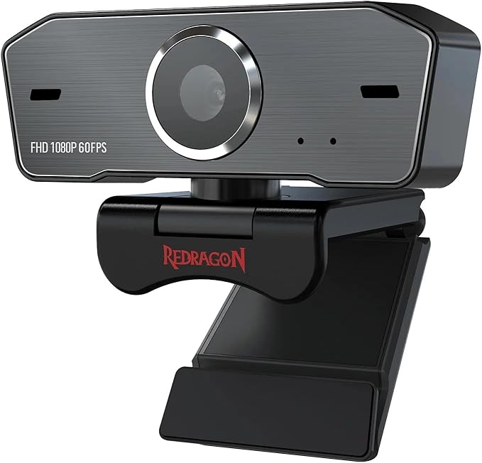 Redragon GW801 Hitman Plus FHD 1080P 60FPS Webcam with 360° Rotation – Fixed Focus, Auto Image Control