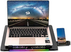 Redragon GCP500 IVY RGB Laptop Cooler – 12–15" (Up to 17.3"), 1 Large + 4 Small Fans, Fan Speed Control, RGB Strip, 2x USB, 2 Phone Holders, 5 Tilt Angles – Black