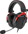 Redragon H312 CYBILL Virtual 7.1 Surround RGB USB Wired Gaming Headset – 50mm Drivers, Detachable Boom Mic, In-Line Control, Adjustable Ear Cup, Mesh Leather Headband – Black/Red