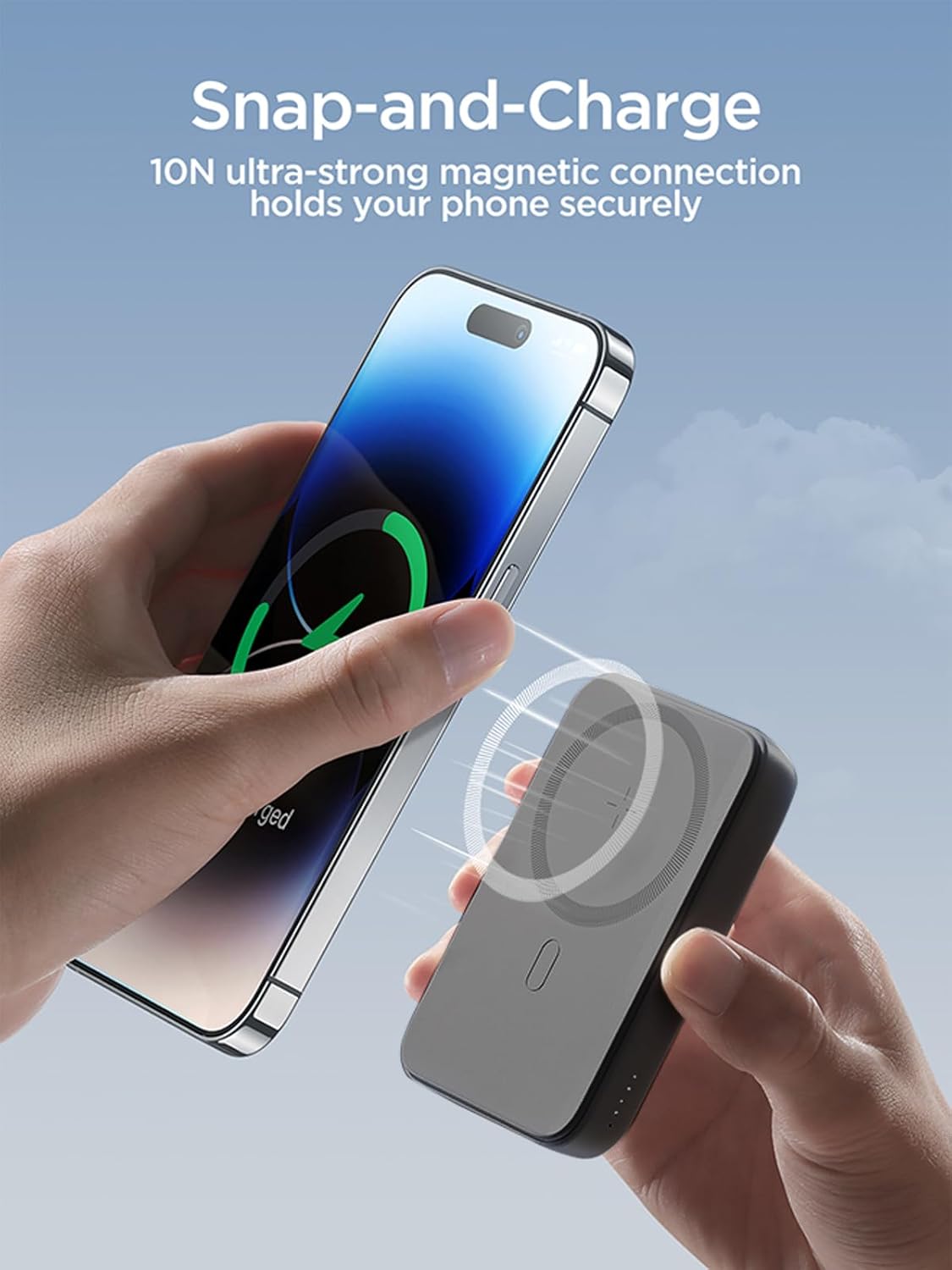 باور بانك Joyroom JR-W020 مغناطيسي لاسلكي 20 واط بتقنية PD، شاحن محمول سريع الشحن بسعة 10,000 مللي أمبير في الساعة، متوافق مع MagSafe، توصيل طاقة USB-C، شحن لاسلكي Qi - أسود | ضمان 12 شهرًا