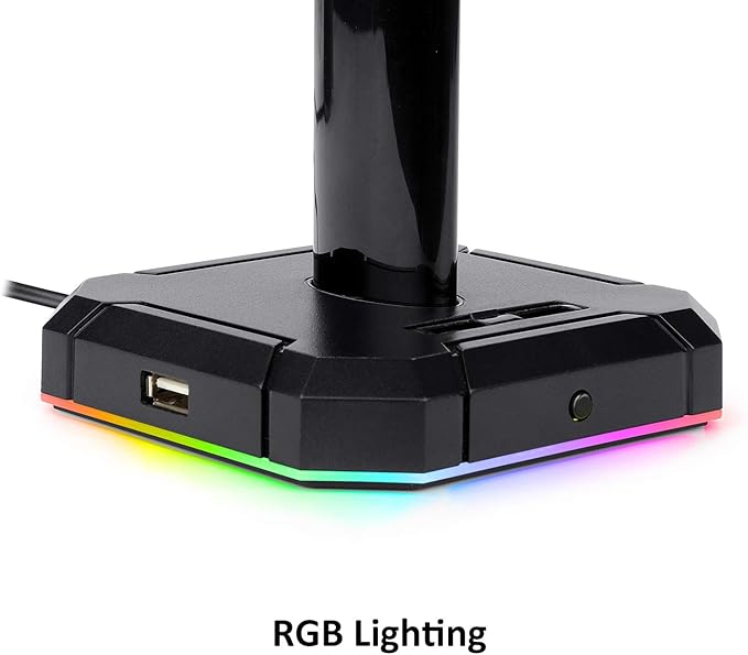 Redragon HA300 SCEPTER PRO RGB Gaming Headset Stand – Aluminum Bar, 2x USB Hub, 3.5mm AUX, Type-C Powered, Non-Slip Base – Black