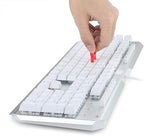 Redragon A101 104-Key Replacement Keycaps – ABS Backlit-Compatible, Cherry MX Compatible, Laser Engraved, Dragon Logo on W Key, Red Keycap Puller Included – White
