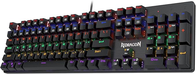 Redragon K608 VALHEIM Rainbow RGB Wired Mechanical Gaming Keyboard – 104 Keys Full Size NKRO, Floated Design, 9 Backlit Modes, 8 Gaming Modes – Black