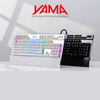 Redragon K550 YAMA RGB Wired Mechanical Gaming Keyboard – Full Size, Brown Switch, 12 Macro Keys, Volume Wheel, USB Pass-through, Detachable Wrist Rest – White
