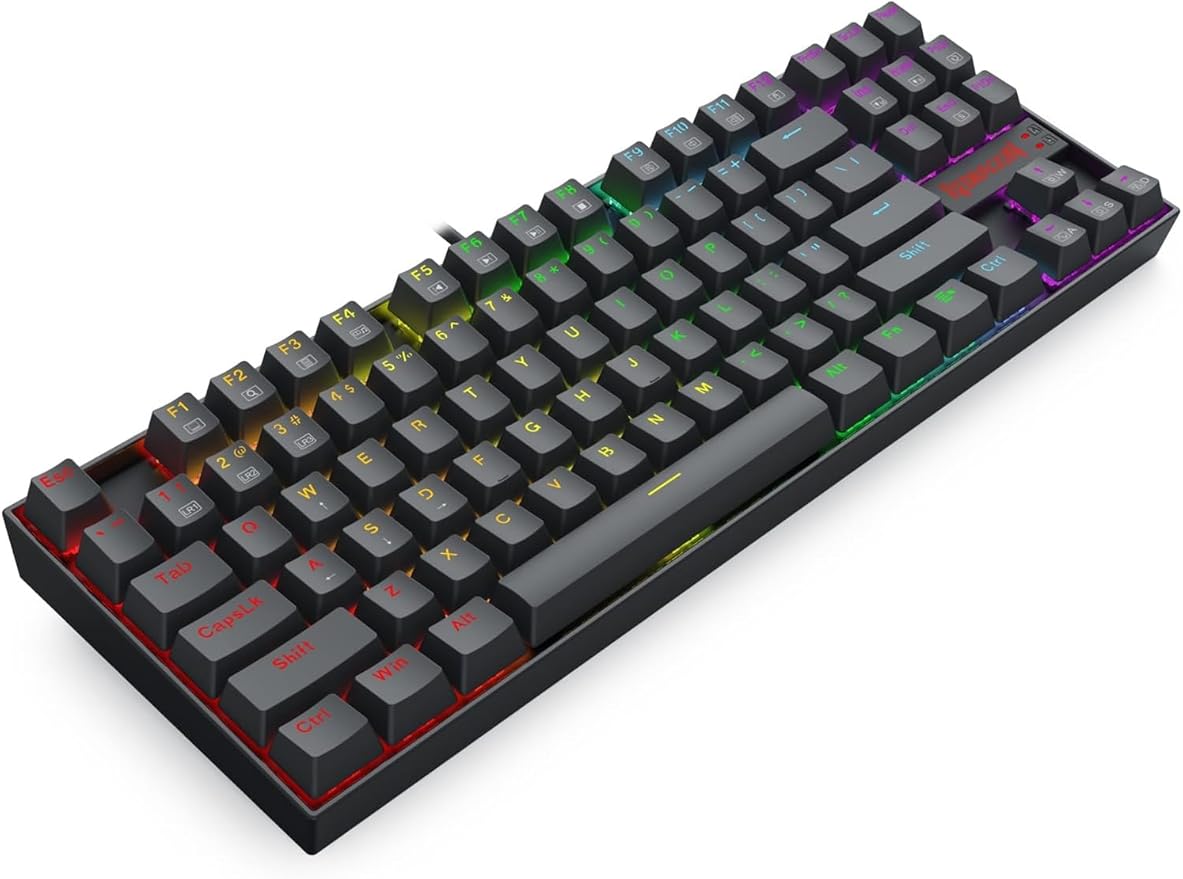 Redragon K552 KUMARA RGB Wired Mechanical Gaming Keyboard – 87 Keys TKL, ABS Metal Design – Black
