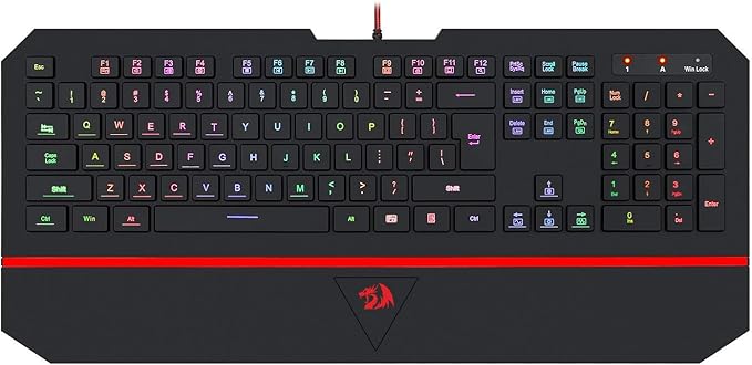 Redragon K502 RGB Gaming Keyboard – Membrane, 104 Key, Silent, Wrist Rest