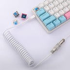 Redragon A115 Coiled USB-C Keyboard Cable – Double-Sleeved, Professional Reversed Coil, Aviator Connector, Gold-Plated USB-A – Space Gray / White