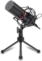 Redragon GM300 BLAZAR USB Studio Gaming Stream Microphone – Large Diaphragm Condenser, Cardioid, Metal Spider Shock Mount, Tripod Stand – Black