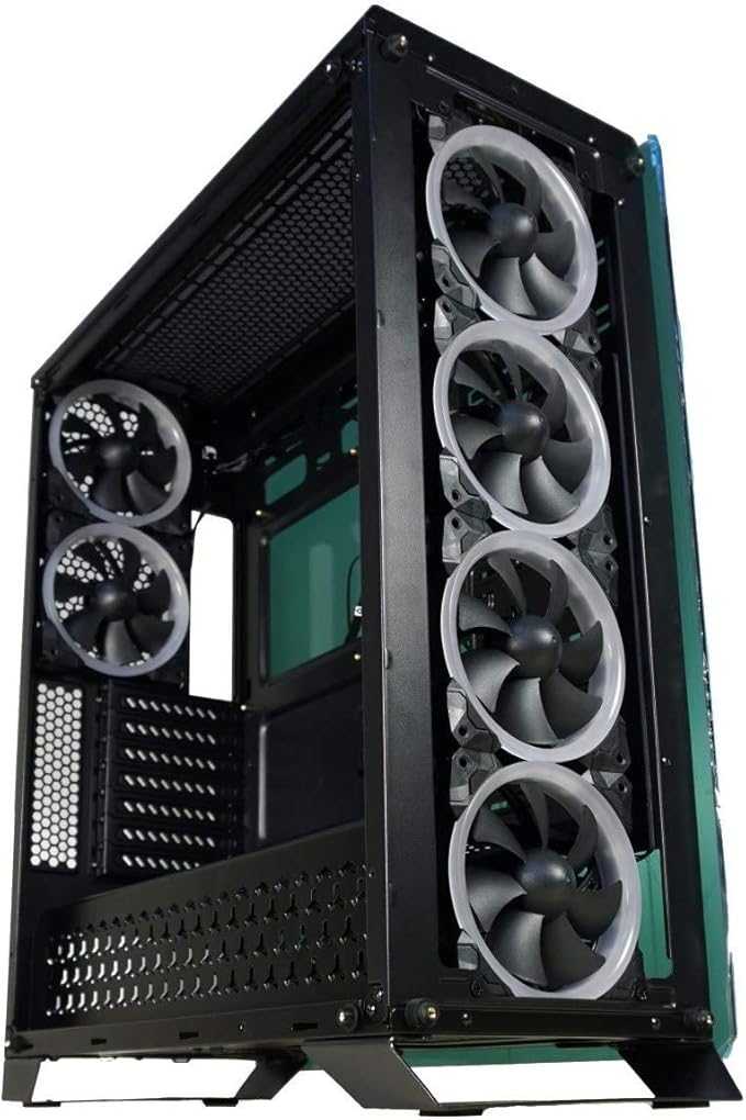 Redragon GC-801 IRONHIDE Full-Tower RGB Gaming PC Case – 4-Side Tempered Glass, 12 Fan Support, 6x GC-F008 RGB Turbo Fans Included, 360mm Radiator, CNC Aluminum Screws – Black