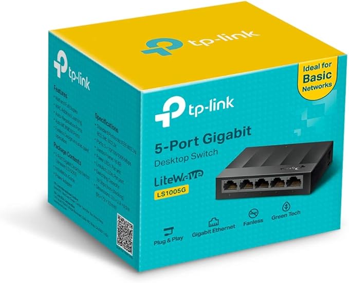تى بى لينك سويتش 5 منافذ  LS1005G 10/100/1000Mbps - اسود
