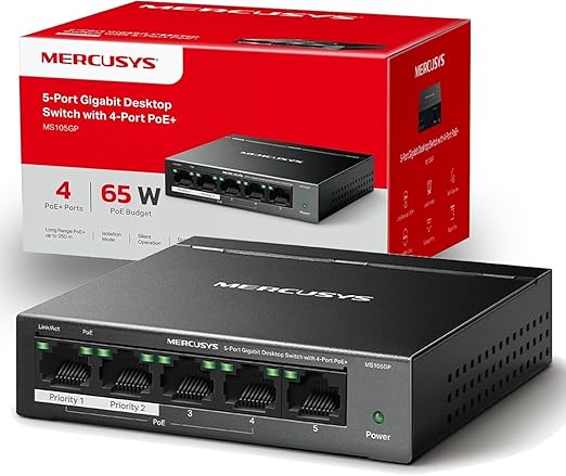 ميركوسيس سويتش بـ5 منافذ 10/100/1000 ميجابت لكل ثانية مع 4 منافذ PoE+ (MS105GP) 