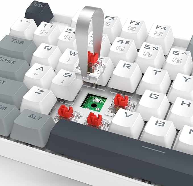 Redragon K552-WGL KUMARA RGB Wired Mechanical Gaming Keyboard – 87 Keys TKL, Hot-Swappable Red Switch, Rainbow LED – White/Gray/Black