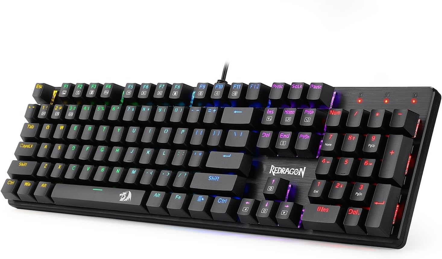 Redragon K608 Elite VALHEIM Rainbow RGB Wired Mechanical Gaming Keyboard – 104 Keys Full Size NKRO, Black Switch (Soft Tactile, Low Noise) – Black