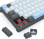 Redragon K718 RGB Full Size Hot-Swap Wired Mechanical Gaming Keyboard – 104 Keys, Red Switch, Dedicated Knob, Sound Absorbing Foam, Mixed Color Keycaps – Gray/White/Blue