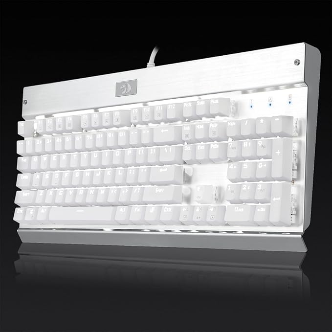Redragon KG010-WN Wired Mechanical Gaming Keyboard – 9 LED Backlit Effects, Brown Switch, Double-Shot Keycaps – White