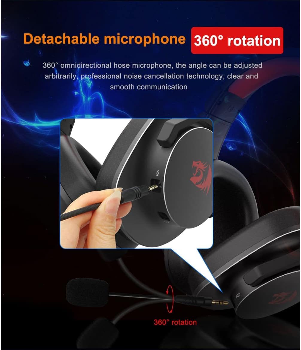Redragon H720 7.1 Surround Sound USB Gaming Headset – 50mm Driver Detachable Mic