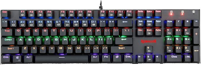 Redragon K565R RUDRA RGB Wired Mechanical Gaming Keyboard – 104 Keys Full Size, Rainbow LED – Black