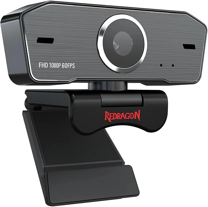 Redragon GW801 Hitman Plus FHD 1080P 60FPS Webcam with 360° Rotation – Fixed Focus, Auto Image Control
