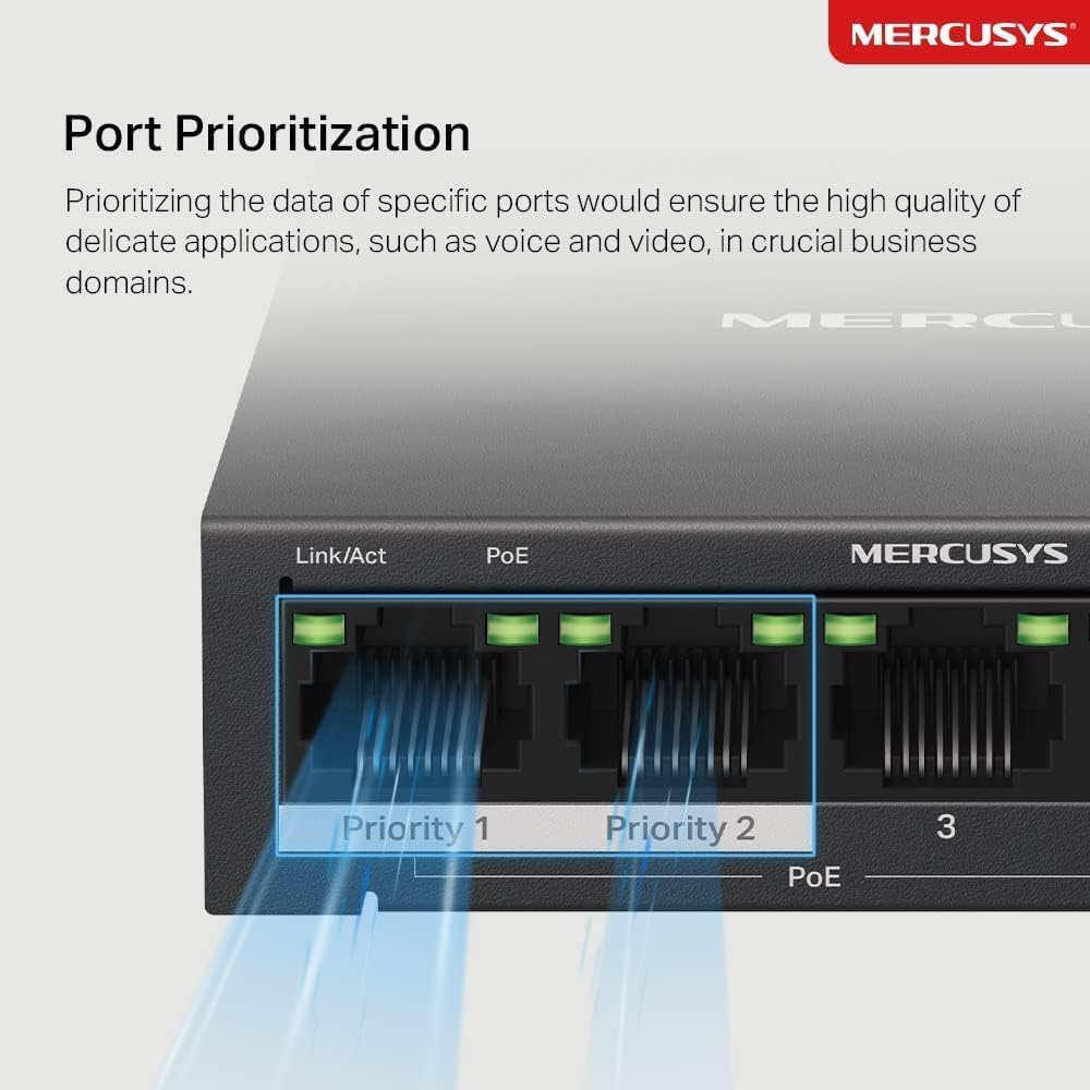 ميركوسيس سويتش بـ5 منافذ 10/100/1000 ميجابت لكل ثانية مع 4 منافذ PoE+ (MS105GP) 