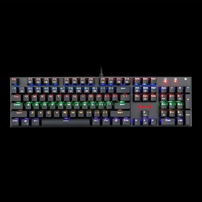 Redragon K565R RUDRA RGB Wired Mechanical Gaming Keyboard – 104 Keys Full Size, Rainbow LED – Black
