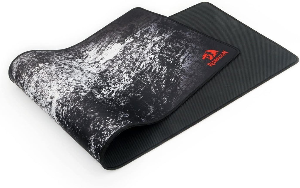 Redragon P018 TAURUS XXXL Extended Gaming Desk Mat – Abstract Marble Splatter Design, Black Anti-Fray Stitched Edges, Non-Slip Rubber Base, Rollable – Black/White