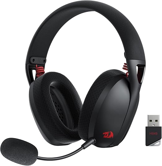 Redragon H848 IRE PRO Ultra-Light Wireless Gaming Headset – 3-Mode (2.4G/BT/Wired), 40mm Drivers, Virtual 7.1, 25H Battery, Detachable Mic – Black