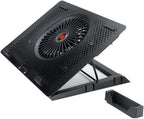 Redragon GCP500 IVY RGB Laptop Cooler – 12–15" (Up to 17.3"), 1 Large + 4 Small Fans, Fan Speed Control, RGB Strip, 2x USB, 2 Phone Holders, 5 Tilt Angles – Black