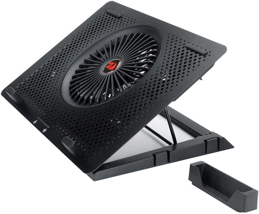 Redragon GCP500 IVY RGB Laptop Cooler – 12–15" (Up to 17.3"), 1 Large + 4 Small Fans, Fan Speed Control, RGB Strip, 2x USB, 2 Phone Holders, 5 Tilt Angles – Black