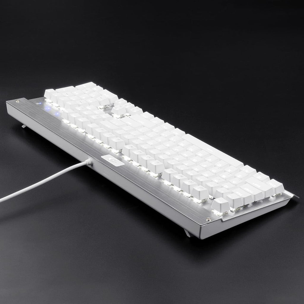 Redragon KG010-WN Wired Mechanical Gaming Keyboard – 9 LED Backlit Effects, Brown Switch, Double-Shot Keycaps – White