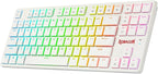 Redragon K539 Anubis 80% RGB 3-Mode Wireless Mechanical Gaming Keyboard – Low Profile TKL, Brown Switch – White