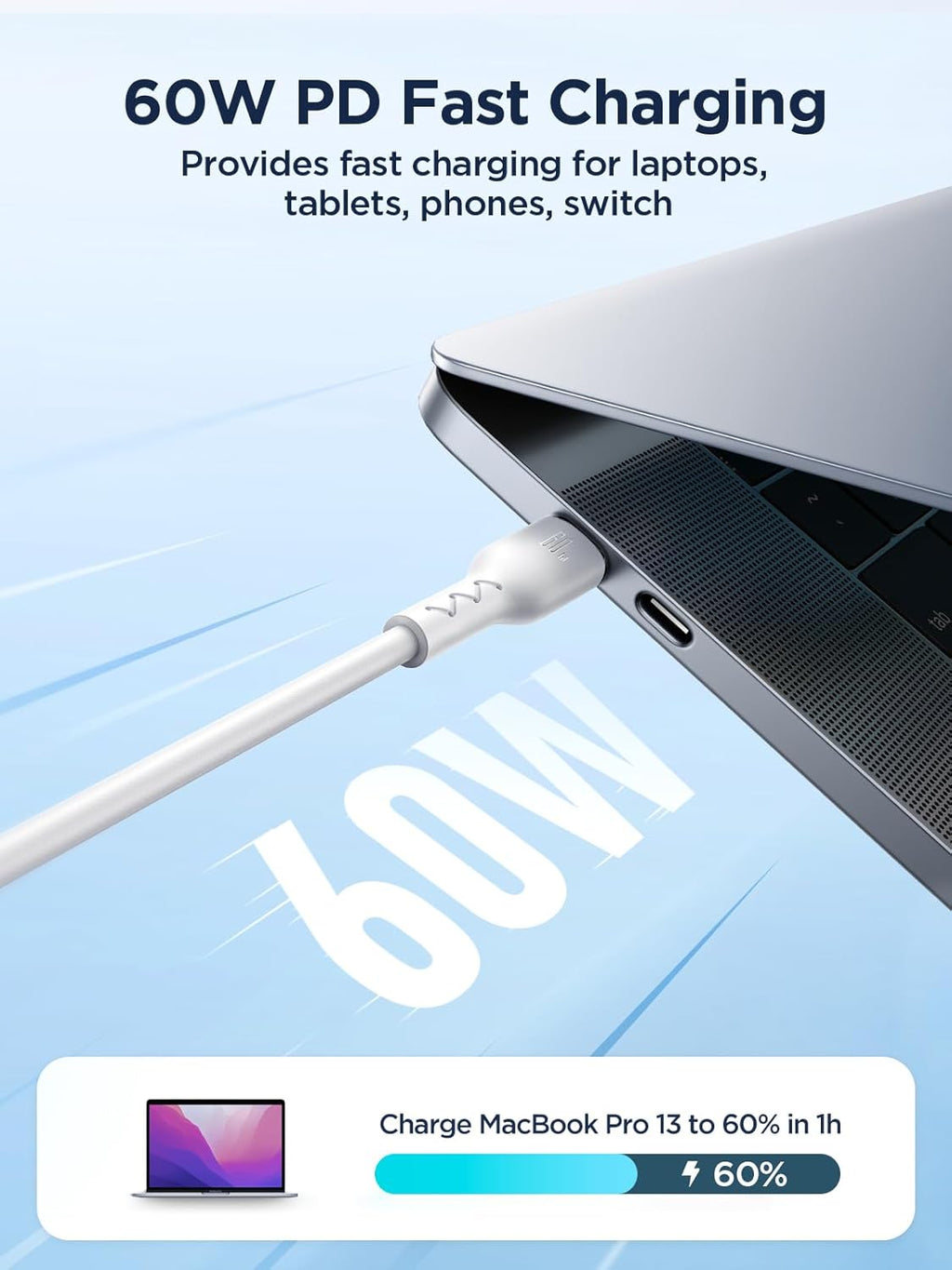 كيبل شحن سريع Joyroom S-A26 Flash-Charge Series 60W USB-C إلى USB-C بطول 1 متر  أسود