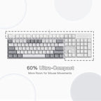 Redragon K616 FIZZ PRO RGB Wireless Tri-Mode Mechanical Gaming Keyboard – 61 Keys 60% Layout, Red Switch, N-Key Rollover, Detachable USB-C – White/Gray