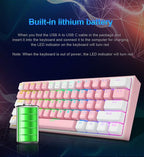 Redragon K616 FIZZ PRO RGB Wireless Tri-Mode Mechanical Gaming Keyboard – 61 Keys 60% Layout, Red Switch, N-Key Rollover, Detachable USB-C – White/Gray