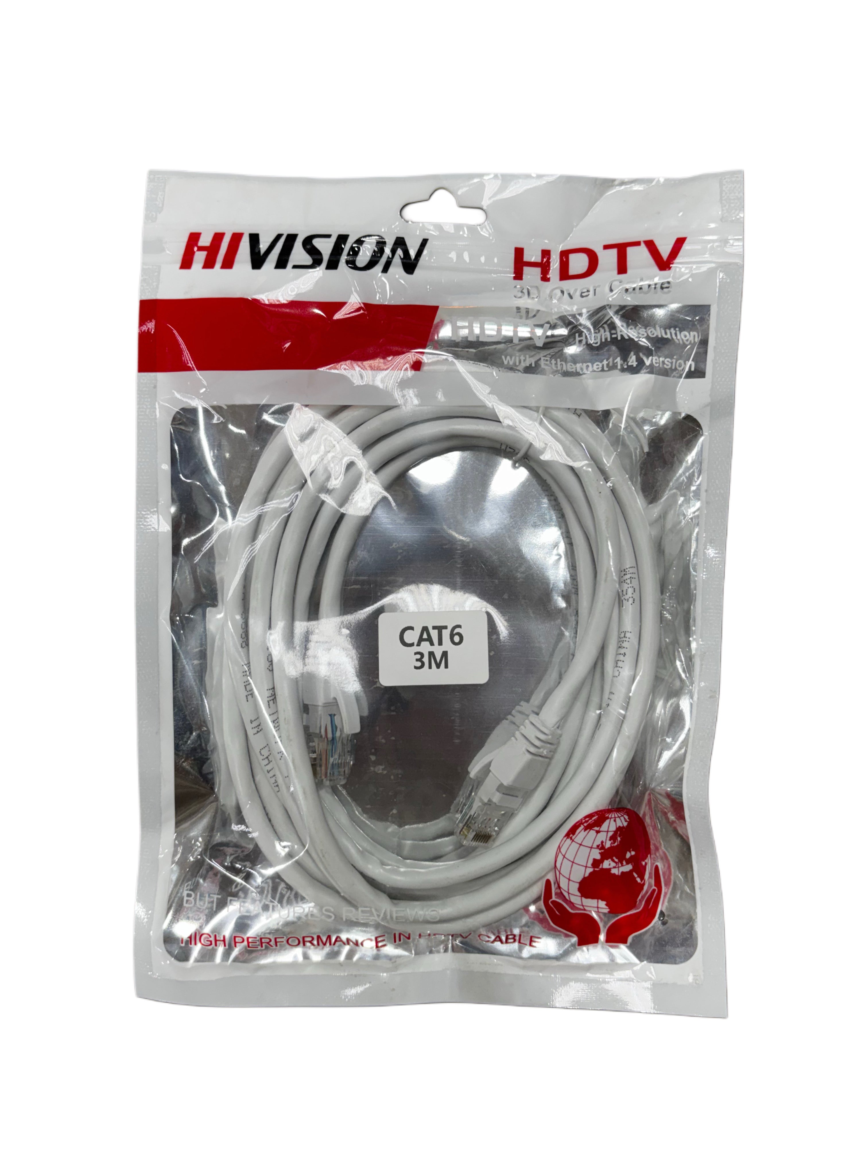 كابل شبكة هايفيجيون (Hivision) فئة CAT6 UTP بطول 3 متر - سرعة عالية للشاشات الذكية (HDTV) 
