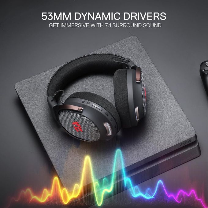 Redragon H858 ARROW PRO CARBON 3-Mode Wireless Gaming Headset – 53mm Drivers, Virtual 7.1, 20H+ Battery, Detachable Noise-Canceling Mic, On-Ear Controls – Carbon Gray