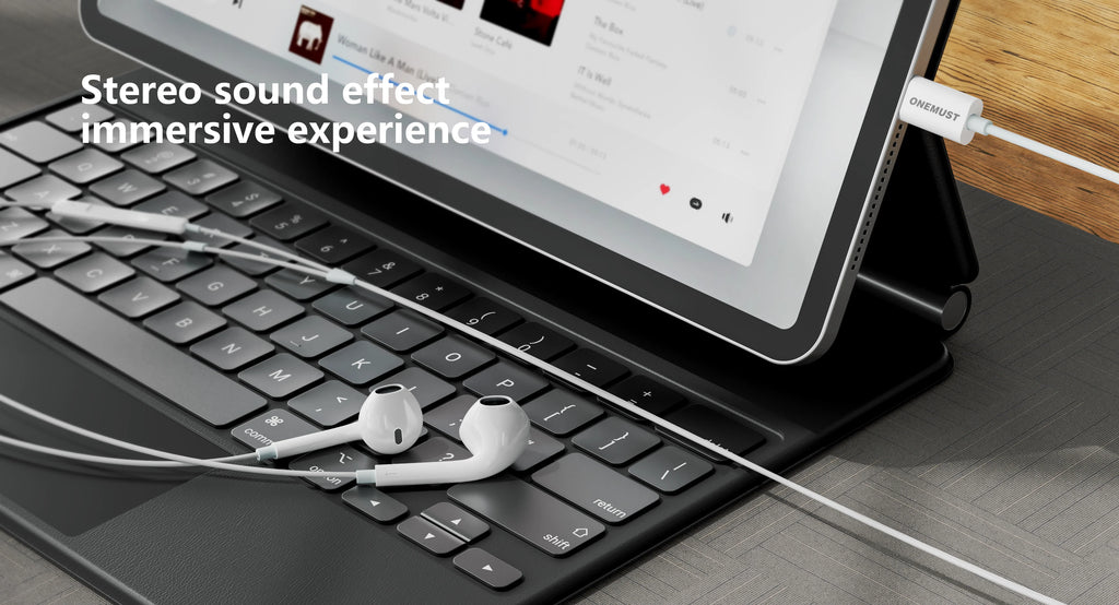 Onemust HP01 USB-C Wired Earphones with Mic - HIFI Stereo - White