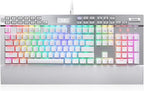 Redragon K550 YAMA RGB Wired Mechanical Gaming Keyboard – Full Size, Brown Switch, 12 Macro Keys, Volume Wheel, USB Pass-through, Detachable Wrist Rest – White