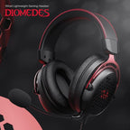 Redragon H386 DIOMEDES Wired Gaming Headset – 7.1 Surround Sound, 53mm Drivers, 188g Honeycomb Shell, Steel Frame, Detachable Boom Mic, USB-C/AUX/USB-A – Black/Red