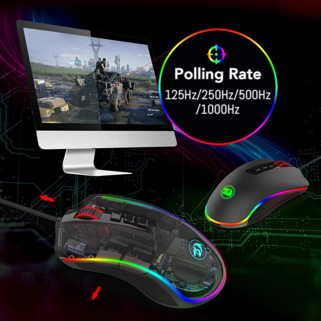 Redragon COBRA M711 Wired Gaming Mouse – White/Red