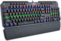 Redragon K555-R INDRAH RGB Wired Mechanical Gaming Keyboard – 104 Keys Full Size, Blue Switch, Macro Keys, Wrist Rest, Spill-Resistant – Black