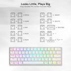 Redragon K530 Pro Draconic 60% RGB 3-Mode Wireless Mechanical Gaming Keyboard – 61 Keys, Hot-Swappable, Blue Switch – White
