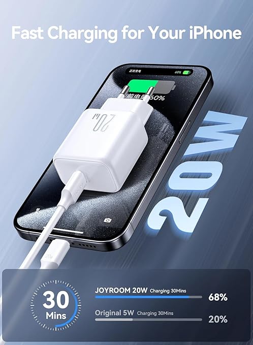 Joyroom JR-TCF20 20W USB-C PD Fast Wall Charger – Compact Travel Adapter