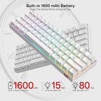 Redragon K530 Pro Draconic 60% RGB 3-Mode Wireless Mechanical Gaming Keyboard – 61 Keys, Hot-Swappable, Blue Switch – White